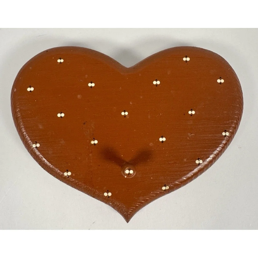 Wooden Heart-Shaped Wall Plaque Hanger Single Hook Cottagecore 6.5